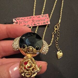Betsey Johnson Darling Dog with Floating Heart Adjustable Necklace, new with tag